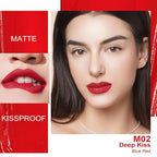 Oulac Red Matte Lipstick for Women, Classic Red Lip Stain Long Lasting Waterproof, No Transfer, Creamy High Pigmented Formula with Rose Oil, Vegan & Cruelty-Free, M02