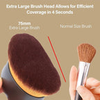 Extra Large Body Makeup Brush For Self Tanner, Leg Makeup &Bronzer Blend,75 mm Wide-headed Kabuki Brush Provides More Even& Pretty Application, Sunscreen Face& Back Makeup Brush, Wet& Dry Use- Black