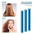 Syhood 30 Pieces Flexible Curling Rods Twist Hair Rollers Soft Foam Rods No Heat and 1 Pcs Steel Rat Tail Comb for Women Long and Short Hair(7 x 0.7 Inch,Blue)