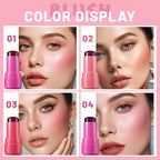 4 Pcs Jelly Blush Stick,Sheer Lip & Cheek Stain Makeup Cooling Water Jelly Tint, Multiple Use Long Lasting Jelly Texture Non-Stick Blush for Cheeks, Pigmented Waterproof Makeup Blush