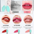 Unaone Lip Scrub Brush - 3 PCS Dual-ended Lip Scrubber Exfoliator and Silicone Lip Brush, 3-in-1 Silicone Lip Scrub Tool Lip Mask Applicator, Gentle Exfoliator & Applicator for Soft