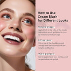 Multi Cream Blush & Blush Brush Set, Korean Makeup Blush for Cheeks, Multi-Use Face Balm, Lightweight & Hydrating, Blendable Color, Non-Greasy, Soft Bristles for Radiant Finish (Rose Crystal)