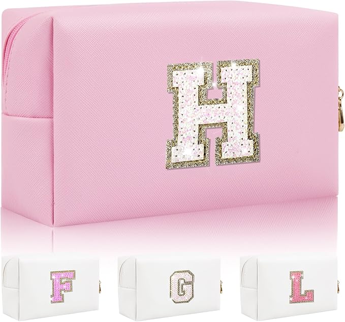 Personalized initial letter makeup bag,