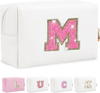 Initial letter patch makeup bag,
