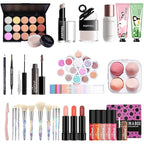 All-in-one Holiday Make up Gift Set | Makeup Kit for Women Full Kit Essential Starter Bundle Include Eyeshadow Palette Lipstick Blush Foundation Concealer Face Powder Mascara Lipgloss Brush