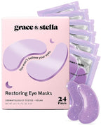 grace & stella Retinol Under Eye Patches for Puffy Eyes and Dark Circles - Restoring Gel Under Eye Masks with Hyaluronic Acid - Vegan Cruelty-Free Skincare, Birthday Gifts for Women (Purple, 24 Pairs)
