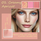 3 Color Matte Pink Blush Palette with Brush, Long Lasting Cheek Makeup, Smooth and Light Blush Powder for Face Beauty