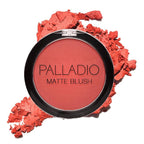 Palladio Matte Blush, Brushes onto Cheeks Smoothly, Soft Matte Look and Even Finish, Flawless Velvety Coverage, Effortless Blending Makeup, Flatters the Face, Convenient Compact, Tipsy
