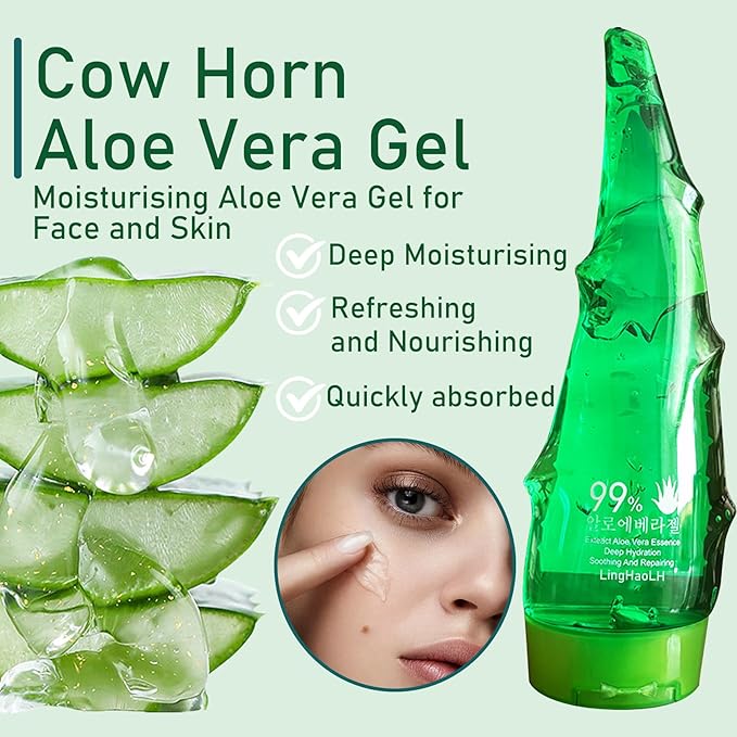 Aloe Vera Gel for Face & Body,Hydrating Travel Size Pure Aloe Vera Gel Face Moisturizer for All Skin Type,No-sticky Long Lasting Refreshing Moisturizing Fast Absorbing Aloe Cream Gel