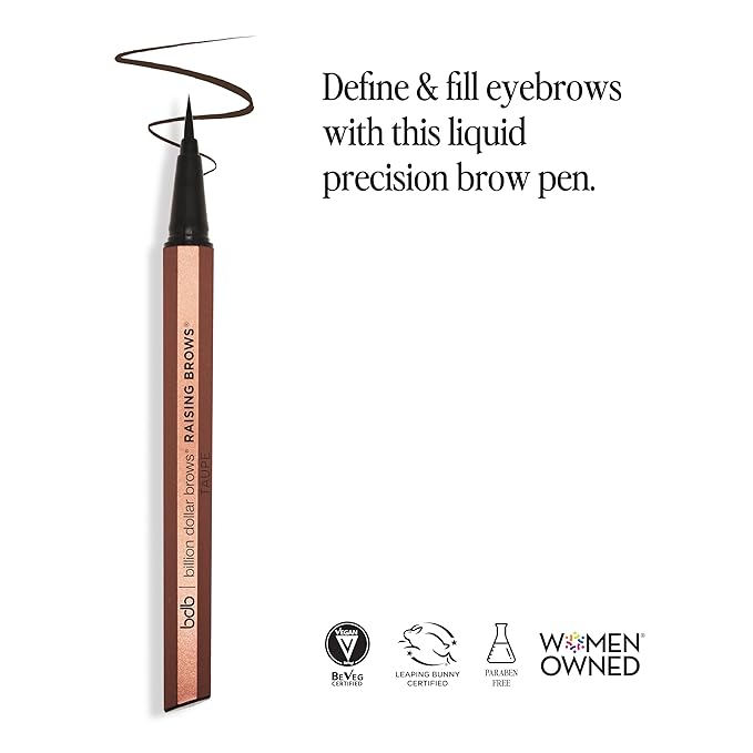 Billion Dollar Brows Raising Brows Liquid Brow Pen, Eyebrow Pen with a MicroTip Applicator Creates Natural Looking Brows Effortlessly and Stays on All Day, Taupe