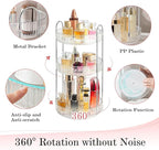 360° Rotating Makeup Organizer for Vanity, Spinning Cosmetics Organizer Holder Rack, Large Capacity Bathroom Organizer Countertop, Fits Perfume, SkinCare, Makeup Brushes 3 Tiers, Transparent