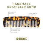 Kent 12T TY Wide Tooth Detangling Pocket Comb - Handmade for Thick, Curly, and Wavy Hair, Large Tooth Grooming Comb for Hair, Beard, and Mustache - Saw-Cut
