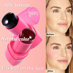 Water Jelly Tint Blush, 3-In-1 Multi-Use Blush Cream Blush Stick for Eyes, Cheeks & Lips, Hydrating & Bouncy Jelly Texture, Blends Perfect for Skin Portable Multipurpose Long Lasting Waterproof(02, s)