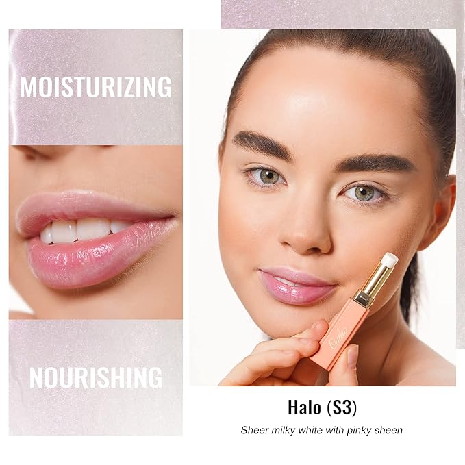 Oulac Moisturizing Shine Lipstick - Giltter Tinted Lip Balm Hydrating, Lip Plumper, Glossy Finish, Sheer Coverage with Pearlescent, Smooth for All Skin, Cracked and Chapped Lips, 2.2g/0.07oz (S03)
