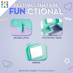 Caboodles Pretty in Petite Makeup Box, Hard Plastic Organizer Box, 2 Swivel Trays, Fashion Mirror, Secure Latch for Safe Travel