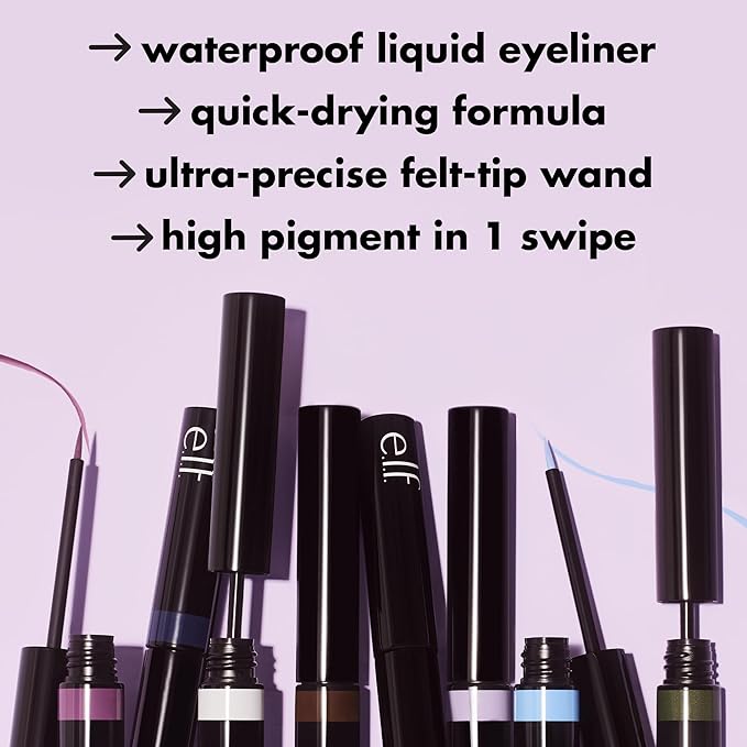 e.l.f. H2O Proof Inkwell Eyeliner Pen, High-pigment, Waterproof Liquid Eyeliner, Delivers A Matte Finish, Vegan & Cruelty-free, Lavender Daze
