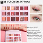 All In One Makeup Essential Starter Kit for Beginners or Pros, 18 Colors Naked Eyeshadow Palette Nude Face Primer, Brush, Sponge, Eyebrow Powder, Winged Eyeliner Stamp (SetA)