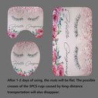 4PCS Hello Gorgeous Shower Curtain Set, Birthday Confetti Botanical Peony Floral Diamond Unicorn Eyelash Teen Girls Pink Bathroom Decor, Waterproof Fabric Shower Curtain, Bath Mat Toilet Rug