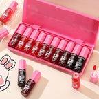Eakroo 10 Colors Lip Tint Stain Set, Korean Lip Gloss Watery Lip Stain Moisturizing Mini Liquid Lipstick Set, Multi-Use Lip and Cheek Tint, Non-Stick Cup, High Pigment, Long-Lasting, Vivid Color