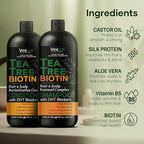 Tea Tree Oil Shampoo and Conditioner Set with Biotin, DHT Blockers, Itchy Scalp Relief, Supports Thicker-Looking Hair, Cleanses Dandruff & Buildup, For Men & Women, Made in USA, 16 fl oz Each