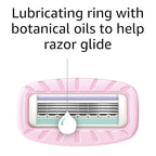 Amazon Basics Women's 4 Blade Razor for Women, Fits AmazonBasics & Venus Handles, Moisturizing Surround, 4 Count, Includes 1 Handle, 2 Cartridges & 1 Shower Hanger, Pink (Pack of 2)