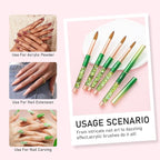 Acrylic Nail Brush Size #16, KEMEISI 100% Pure Kolinsky Nail Art Brushes Sturdy Handle Oval Shaped Acrylic Powder Nail Design Tools for Professional Manicure DIY Home Salon (Green)
