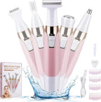 Face Razors for Women, BestMal Bikini Trimmer 5 in 1 Wet/Dry Electric Shaver Razors for Face Nose Eyebrow Beard Mustache Arm Leg Armpit Pubic Area Painless Rechargeable Facial Hair Removal for Women