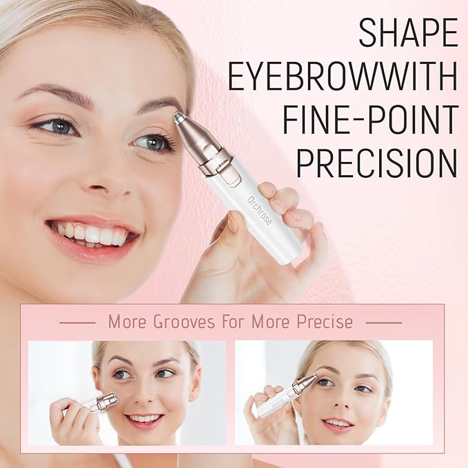 Rechargeable Facial Hair Remover for Women: 2-in-1 Device for Shaping Eyebrows and Removing Face Peach Fuzz (Pearl White)