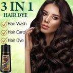 Instant Brown Hair Dye Color Shampoo 3 in 1 for Gray Hair Coverage - Herbal, Easy to Use, Long Lasting for Women & Men, 500Ml (Dark Brown)