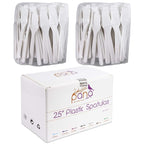 PANA 200pcs Cosmetic Make Up Disposable Plastic 2.5" Spatulas Skin Care Facial Cream Mask Spatula (WHITE-200 Pieces in a Box)