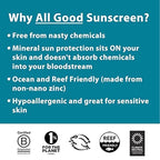 All Good Sunstick - Face Sunscreen, Water Resistant, UVA/UVB Broad Spectrum SPF 30+, Coral Reef Friendly - Beeswax, Zinc, Vitamin E, Shea Butter (Unscented)