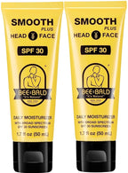 Bee Bald SMOOTH PLUS Head & Face Moisturizer with SPF 30 Sunscreen Lotion Protecting Skin From Harmful UVA/UVB Rays While Hydrating, Moisturizing and Toning, 1.7 Fl Oz (Pack of 2)