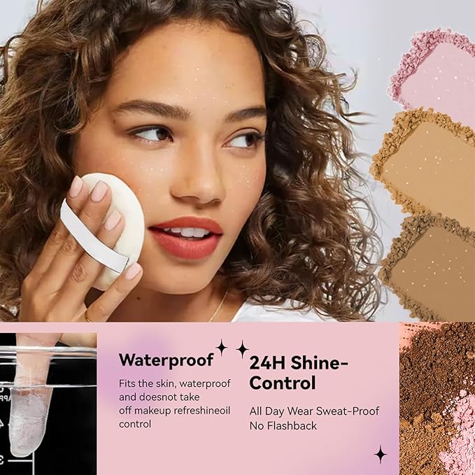 AKARY White Translucent Setting Powder, Shimmer Finishing Powder