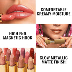 Oulac Metallic Coral Lipstick Set 3PCS High Impact Lipcolor with Moisturizing Formula, Vegan Beauty, Full-Coverage Lip Color, Gift Lipstick for Women, 4.3g X 3PCS, GM09+GM11+25