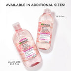 Garnier Micellar Water with Rose Water and Glycerin, Hydrating Facial Cleanser & Makeup Remover, For All Skin Types, Vegan, Cruelty Free, 13.5 Fl Oz (400mL), 1 Count