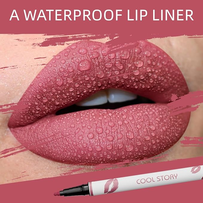 COOL STORY Matte Lip Liner Pencil - Waterproof, Non-Fading, Long-Lasting Plump Effect for Fuller Lips Makeup, Soft & Smooth Texture Easy Glide Lipstick (10#, Pack of 1)