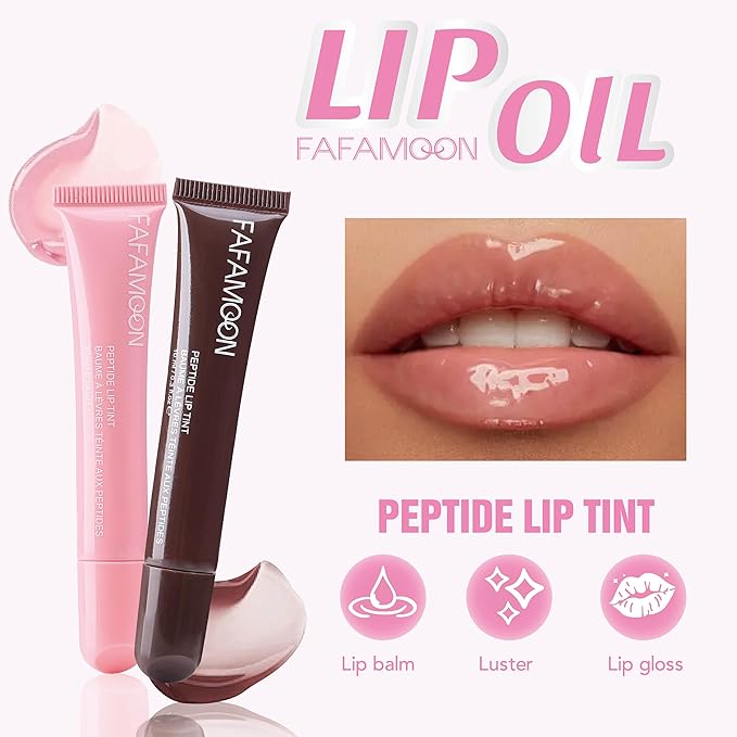 Petansy 5 Colors Hydrating Lip Gloss, Shiny Jelly Lip Plumping Lip Balms, Long Lasting Nourishing Non-sticky Fresh Clear Smooth Lip Care