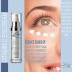 Vitamin C Under Eye Cream for Dark Circles and Puffiness, Anti Aging, Enriched Retinol Eye Cream to Reduce Eye Bags, Fine Line and Wrinkles with Aloe Vera & Cocoa Butter, 1oz.