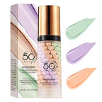3 In 1Primer for Face Before Makeup,Sunscreen Isolation Cream, SPF 50, One Step Color Corrector Face Primer, Blurs Imperfections Oil Control & Moisturizing Skin Tone Correcting,Radiance Skin