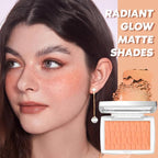 Coral Blush Powder Blush for Cheeks with Brush, Matte Blush Palette Blush Powder Face Blusher, Natural Blendable Formula Silky Lightweight Makeup Blush Rubores de Maquillaje, 004#