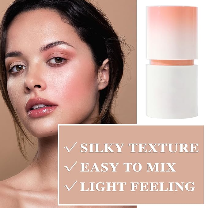 Cream Blush Stick with Brush and Makeup Sponge,Waterproof Multi Cream Makeup Stick,Lightweight,Long-lasting,2 in 1 Multi Blush for Cheeks & Lip Tint & Eyeshadow I