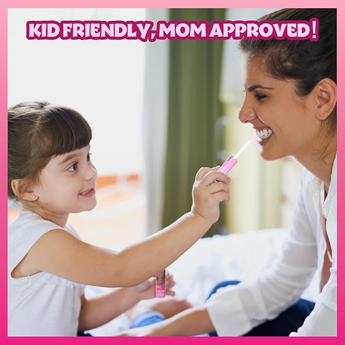 Barbie 12 Piece Plant Based Lip Gloss, Girls Party Favors, First Makeup Set for Girl, Perfect for Parties, Sleepovers, and Birthday Gifts, Ages 3+, by Townley Girl