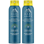 Oars + Alps Sunscreen Spray for Face & Body, SPF 30 Spray Sunscreen Infused with Vitamin C & Antioxidants, No White Residue, Water & Sweat Resistant, All Skin Types, Lightweight, Hydrating, 6oz, 2pk