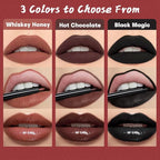 QiBest 3-in-1 Black Lipstick Set for Halloween & Goth Makeup, Matte Liquid Lipstick + Lip Gloss + Gel Lip Liner Pencil Lip Kit for 24 Hours Long Lasting & Waterproof Gothic Lip Makeup (Black Magic)