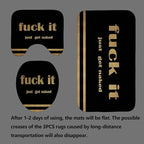 4PCS Gold Glitter Get Naked Shower Curtain Set, Funny Quote Stripe Luxury Glam Modern Dorm Bathroom Decor, Waterproof Fabric Black Shower Curtain, Non-Slip Bath Mat Toilet Rug, Just Get Naked