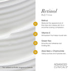 Advanced Clinicals Retinol Body Cream Moisturizer + Exfoliating 10% Glycolic Acid & Lactic Acid Lotion 2PC Skincare Set For Women & Men To Reduce Appearance Of Crepey Skin & Uneven Rough Skin Texture