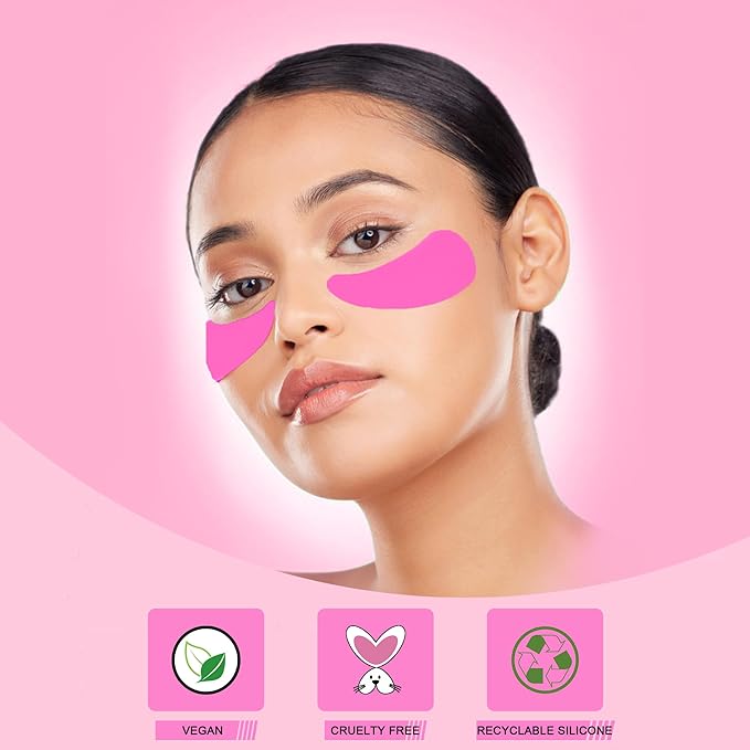 CCbeauty Reusable Under Eye Patches + Eye Cream Applicator Value Set | 100% Silicone Eye Gel Pads | Boost Hydration | Minimize Fine Lines + Wrinkles + Dark Circles | Storage Tin Included | Mango