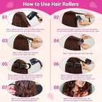 Rollers Hair Curlers 49 Pcs Set with 24Pcs Self Grip Hair Rollers 4 Sizes and 24 Pcs Hair Clips for Blowout Look Long Medium Short Thick Hair Volume