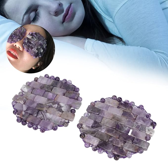 Jade Eye Mask, Amethyst Eye Pack Wrinkle Puff Elimination Dark Circles Fading Quartz Stone Eye Patch Jadestone Eye Massager Relieve Eye Fatigue