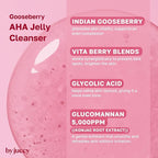 By Juccy Gooseberry AHA Jelly Cleanser | Gentle & Hydrating | Low PH | Glycolic Acid, Indian Gooseberry, Sea Buckthorn | Exfoliates Dead Skin CellsㅣKorean Face Wash | Korean Skin Care | 4.05 Fl.oz